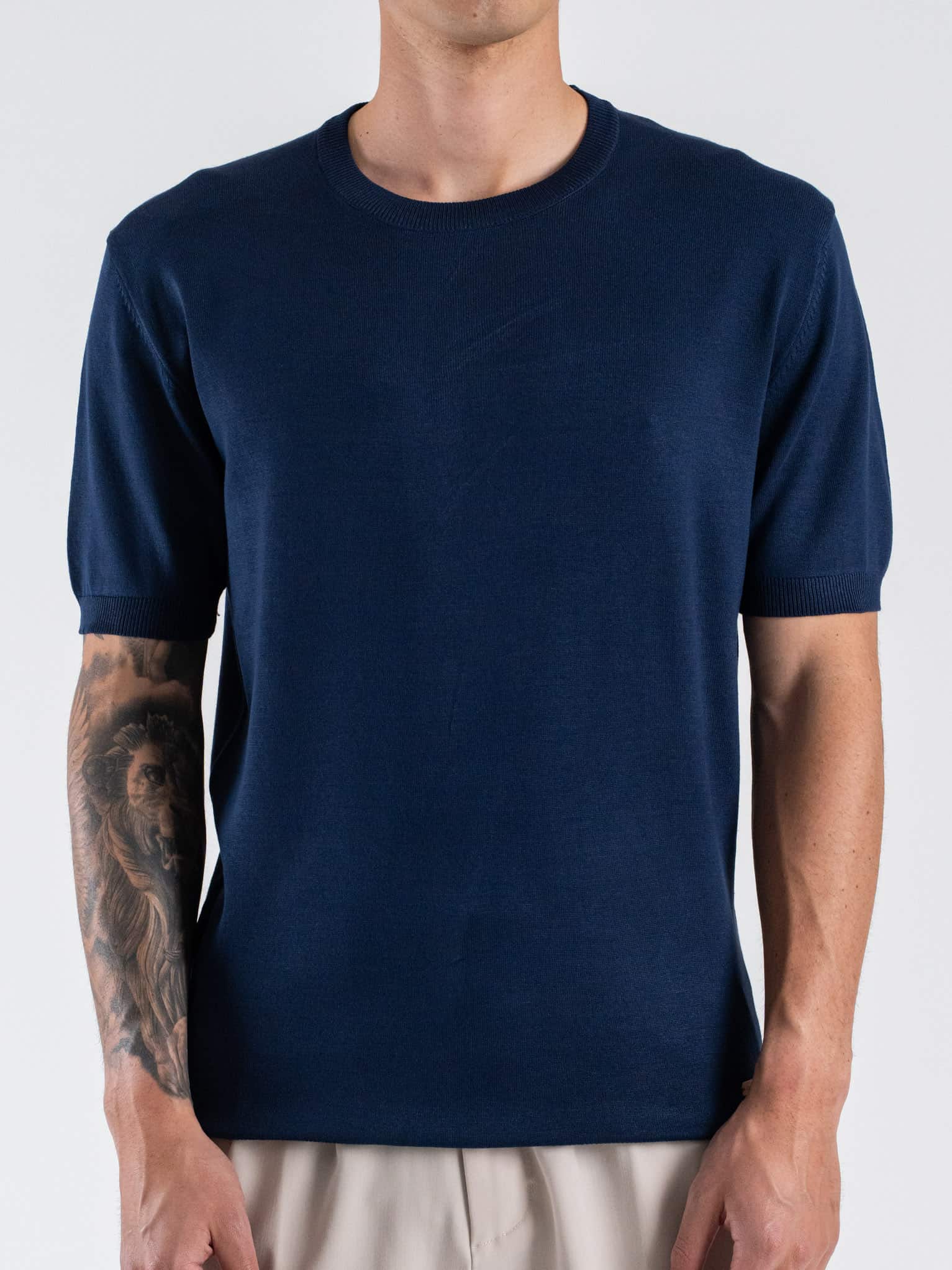 GIANNI LUPO Maglia girocollo leggera in viscosa GL510S Navy