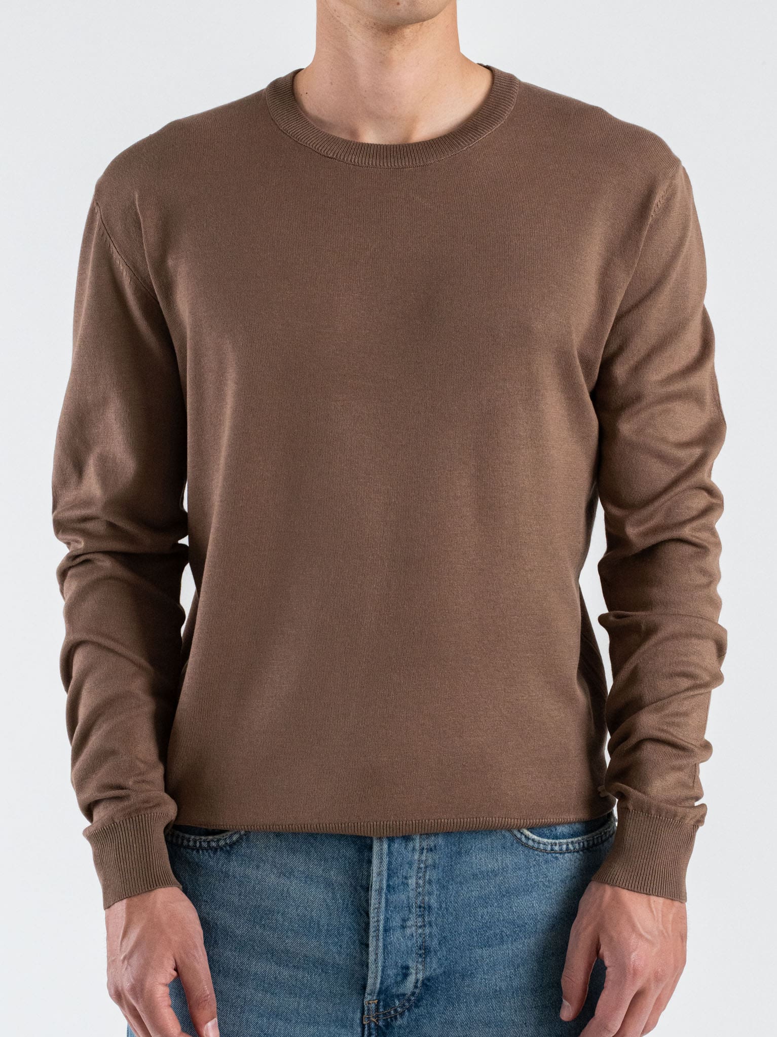 GIANNI LUPO Maglia girocollo leggera in viscosa GL512S Tabacco
