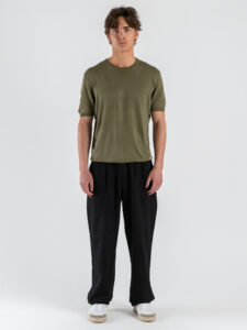 GIANNI LUPO Maglia girocollo regular in viscosa GL510S Military (1)