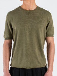 GIANNI LUPO Maglia girocollo regular in viscosa GL510S Military (2)