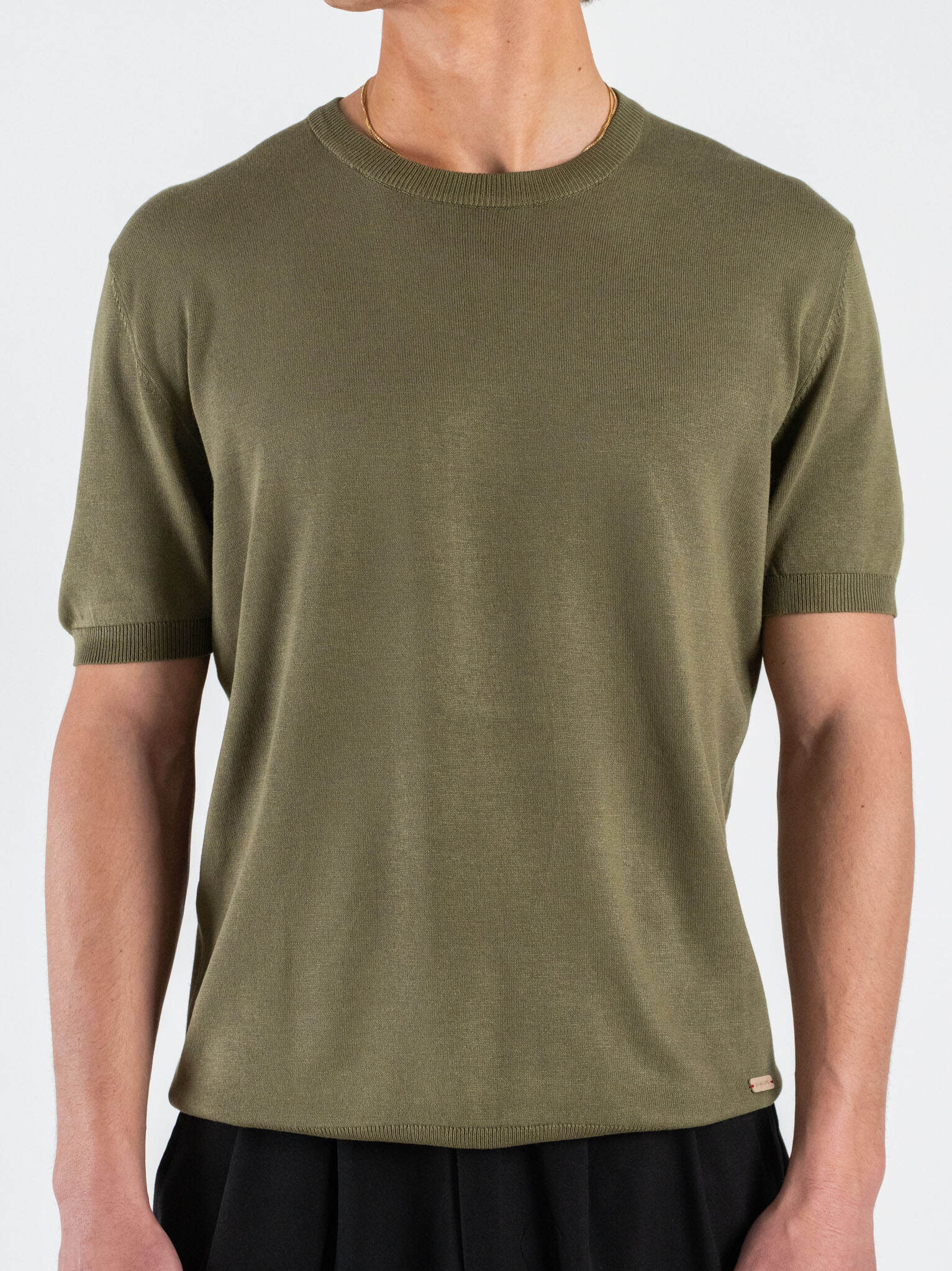 GIANNI LUPO Maglia girocollo regular in viscosa GL510S Military