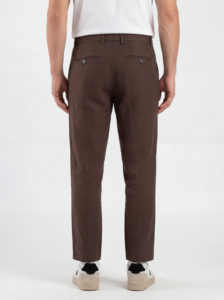 GIANNI LUPO Pantalone cropped con gamba morbida in lino e coulisse in vita MICHIGAN Coffee (1)