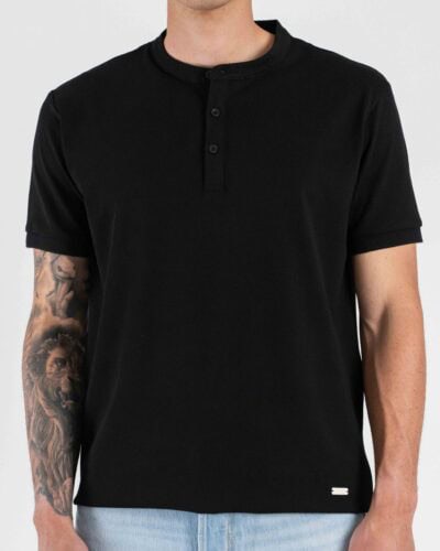 GIANNI LUPO t-shirt serafino in Piquet GL2255F Black