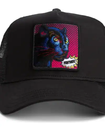GOORIN BROS Cappellino nero con patch in tessuto rosa stampa pantera PANTHER