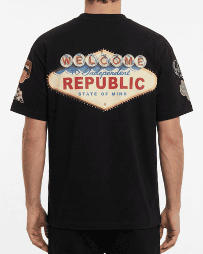 INDEPENDENT REPUBLIC T-shirt boxy fit con stampa Las Vegas STATE OF MIND Black