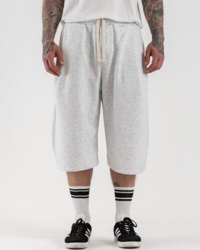 Jorts baggy in felpa con coulisse B2613 Grigio Melange
