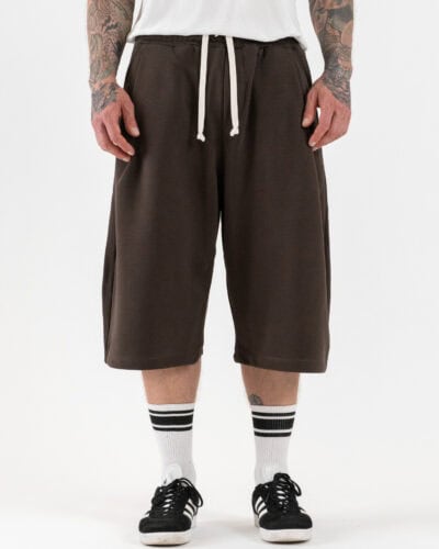 Jorts baggy in felpa con coulisse B2613 Moro