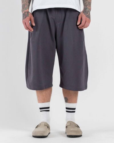 Jorts baggy in felpa con coulisse B2613 Piombo
