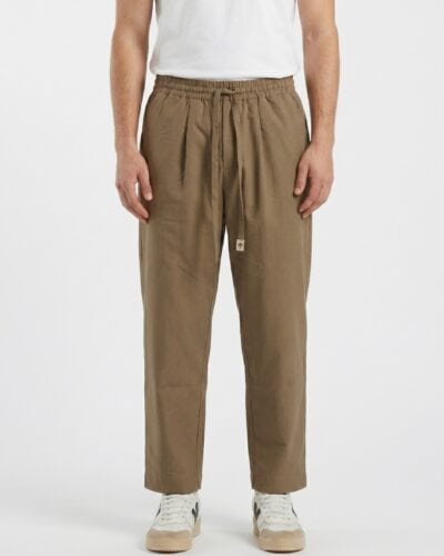 NUSA Pantalone relax con pences e coulisse in vita Almond