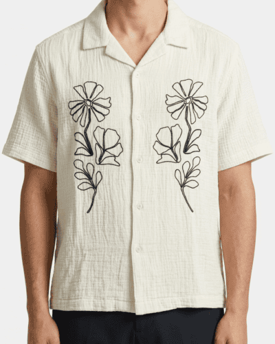 ONLY&SONS Camicia a mezza manica ricamata JACKSON 22037207 White Bone Black