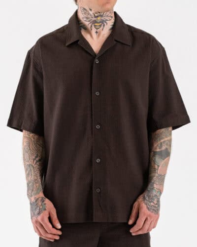 ONLY&SONS Camicia boxy fit da coordinato lavorata a M/M con collo bowling CRUZ 22038003 Black Coffee