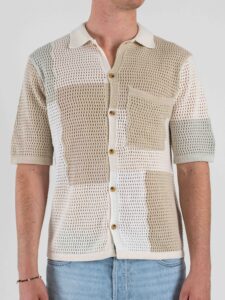 ONLY&SONS Camicia crochet boxy fit a mezza manica con taschino HOLLIS 22038031 Silver Lining (2)