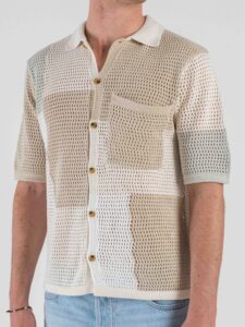 ONLY&SONS Camicia crochet boxy fit a mezza manica con taschino HOLLIS 22038031 Silver Lining (4)