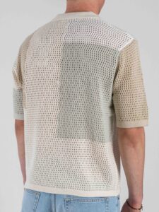 ONLY&SONS Camicia crochet boxy fit a mezza manica con taschino HOLLIS 22038031 Silver Lining (5)