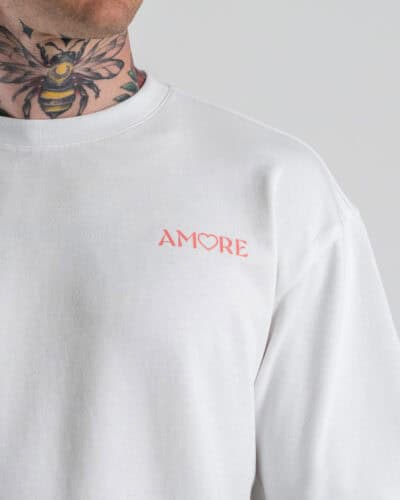 ONLY&SONS T-shirt boxy fit over con scritta amore CASPIAN 22038329 Bright White