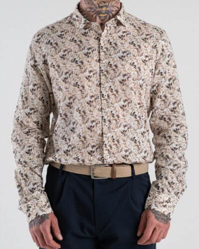 OVER-D Camicia in fantasia lavorata con colletto alla francese OE1S2S6C53 Beige