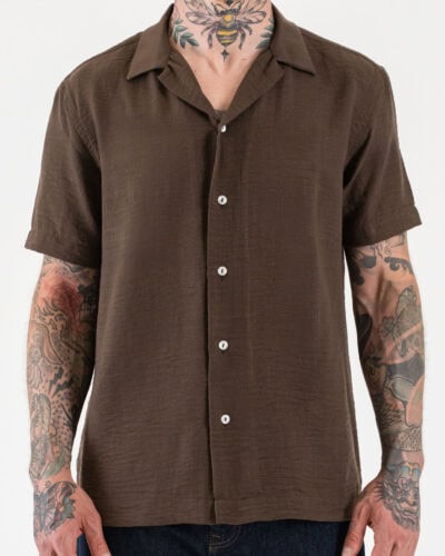 OVER-D Camicia mezza manica con collo bowling OE1S2S6C58 Moro