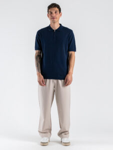 Polo regular a mezza manica in maglia con colletto e zip 2520 Blu Navy (1)