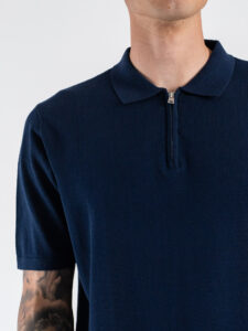 Polo regular a mezza manica in maglia con colletto e zip 2520 Blu Navy (3)