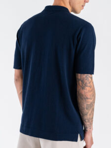 Polo regular a mezza manica in maglia con colletto e zip 2520 Blu Navy (5)