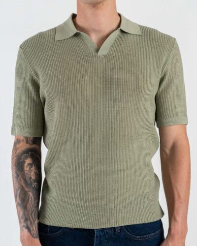 SEINSE Polo regular traforata con collo a V ME3203SS Salvia