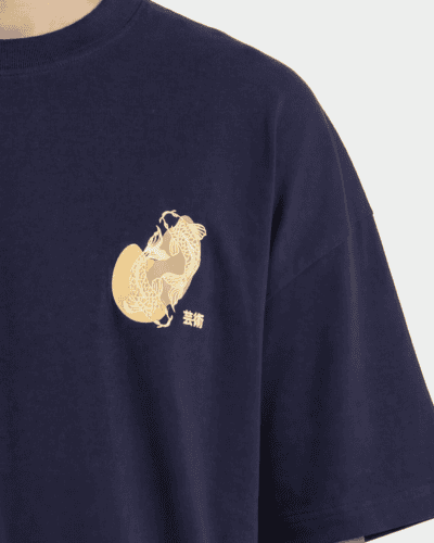SEINSE T-shirt over con stampa carpa TE3294SS Blu