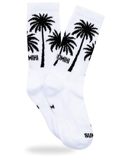 SUMOMIHI Calze in spugna media lunghezza in morbido cotone PALMS Bianco