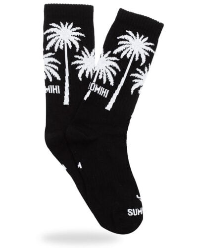 SUMOMIHI Calze in spugna media lunghezza in morbido cotone PALMS Nero