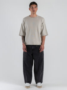 T-shirt boxy fit in maglia con rotture ai bordi 86009 Ston Grey (1)