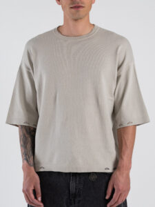 T-shirt boxy fit in maglia con rotture ai bordi 86009 Ston Grey (2)