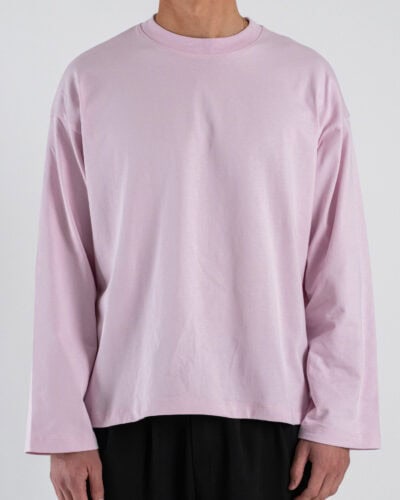T-shirt over croppata in cotone con manica lunga SATURNO Rosa Baby