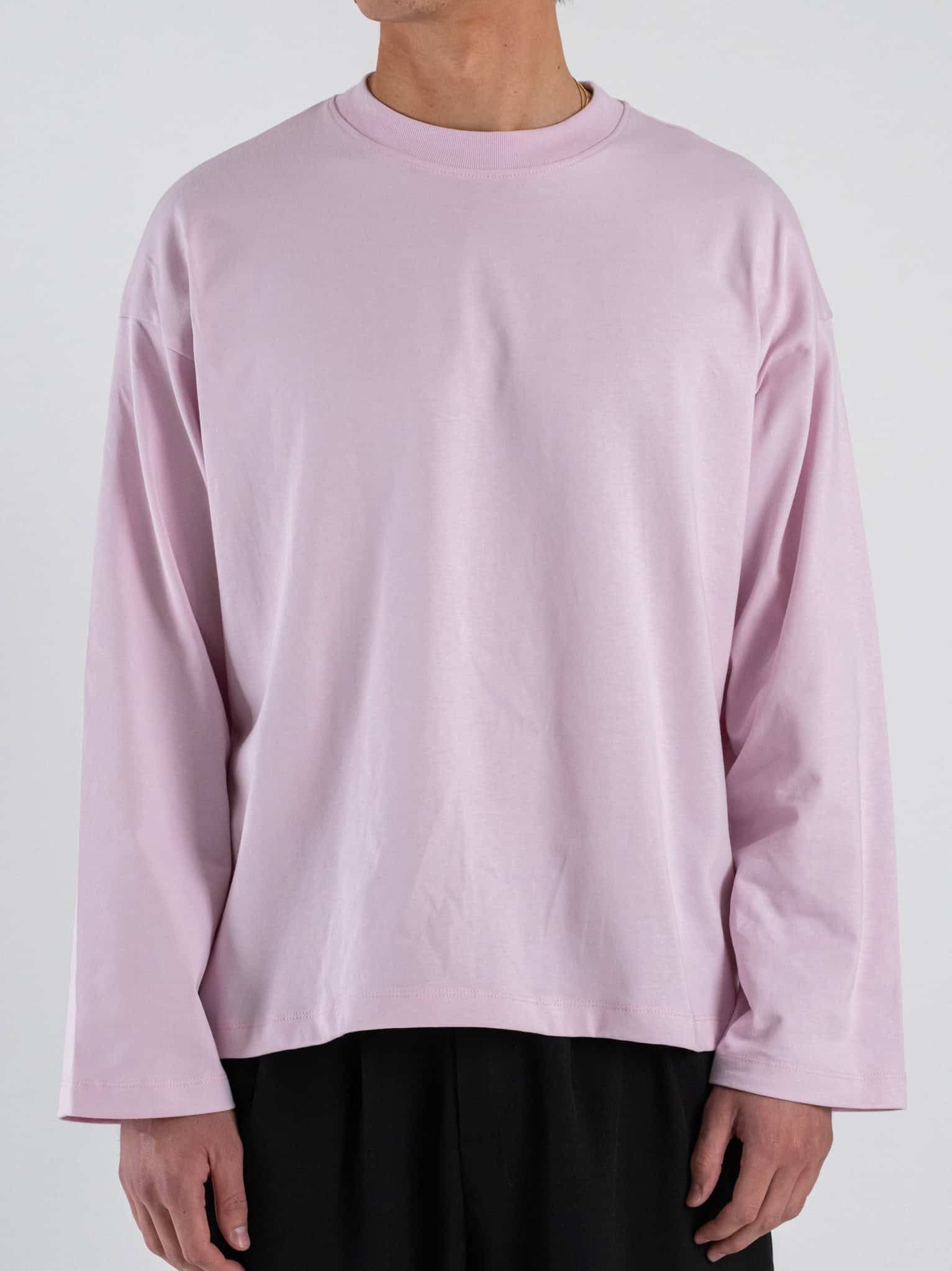 T-shirt over croppata in cotone con manica lunga SATURNO Rosa Baby