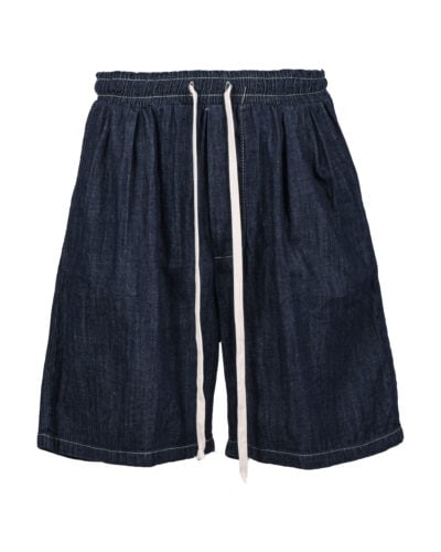 TELAMIRA Bermuda da coordinato in jeans con coulisse e pences GT066 Blu