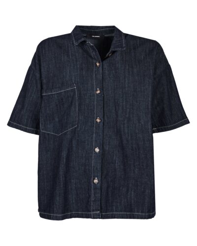 TELAMIRA Camicia da coordinato in jeans a M/M con taschino GT066 Blu