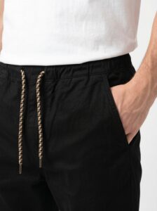 TELAMIRA Pantalone carrot fit in cotone con coulisse in vita e cordino TEL010 Nero (1)