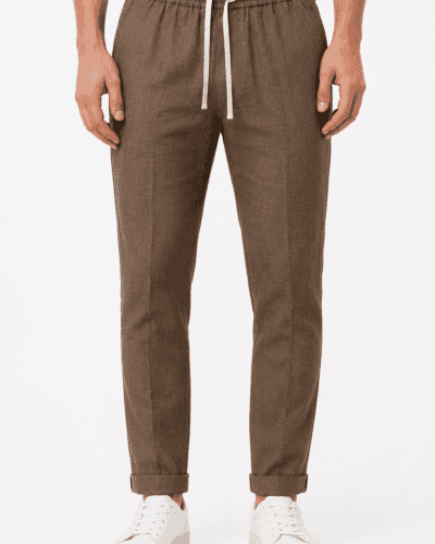 OVER-D Pantalaccio da abito slim fit in lino con risvolto sul fondo OE1S2S6P75 Cacao