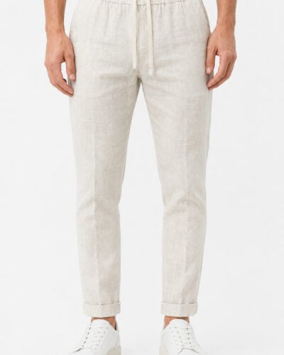 OVER-D Pantalaccio da abito slim fit in lino con risvolto sul fondo OE1S2S6P75 Beige