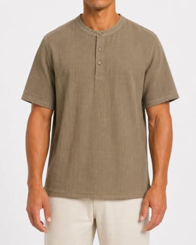IMPERIAL T-shirt serafino in cotone con bottoni T84063P007 Fango