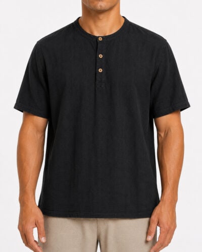 IMPERIAL T-shirt serafino in cotone con bottoni T84063P007 Nero