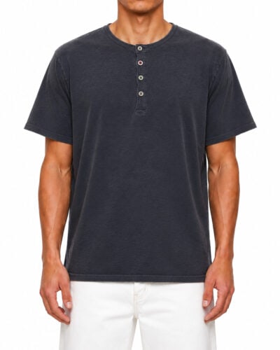 IMPERIAL T-shirt serafino in cotone con bottoni colorati e finiture a taglio vivo T81983504 Blu
