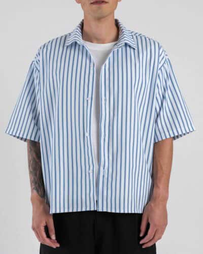 Camicia boxy fit a righe C81 Bianco/Blu