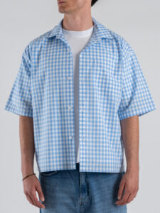 Camicia boxy fit in fantasia a quadri con taschino C82 AzzurroBianco (2)