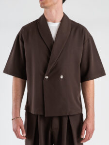 Coordinato over con Giacca MM un petto e mezzo + Jorts GR584 Moro (2)