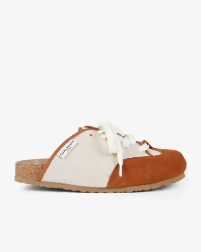 DUALSCAPE Sabot unisex in camoscio con lacci VELVERA C05 Panna/Ruggine
