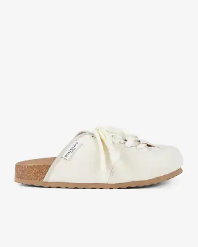 DUALSCAPE Sabot unisex in pelle con lacci VELVERA C06 Panna
