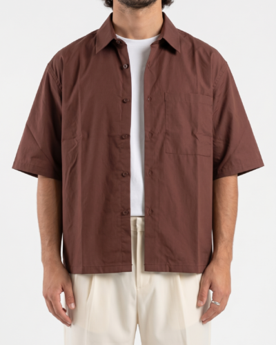 ESTASI Camicia in cotone leggero a M/M con colletto e bottoni LOS ANGELES Moro