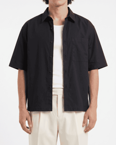 ESTASI Camicia in cotone leggero a M/M con colletto e bottoni LOS ANGELES Nero