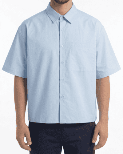 ESTASI Camicia in cotone leggero a M/M con colletto e bottoni LOS ANGELES Azzurra