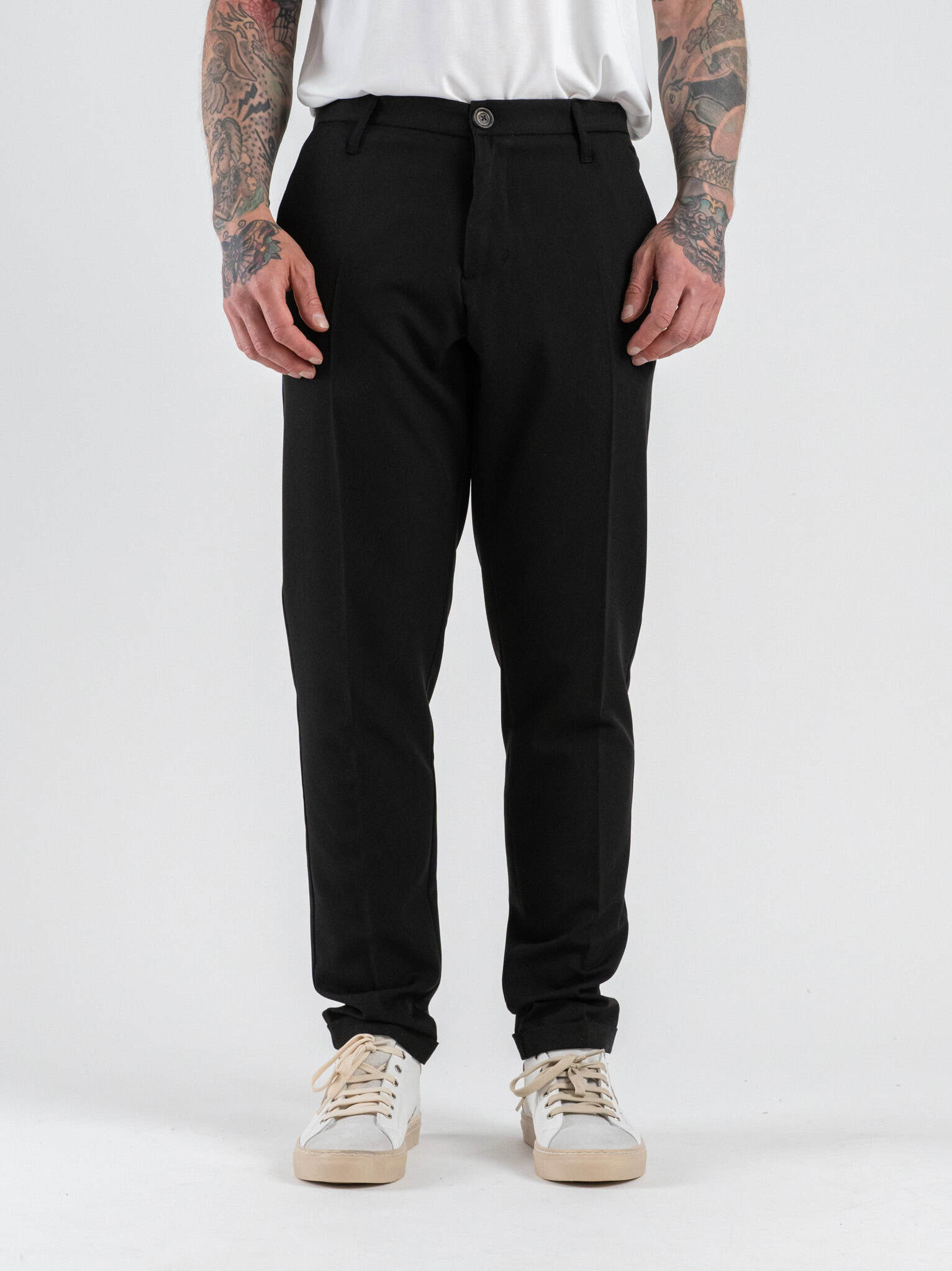IMPERIAL Pantalone chinos da abito con gamba lunga PD3JLBQ Nero