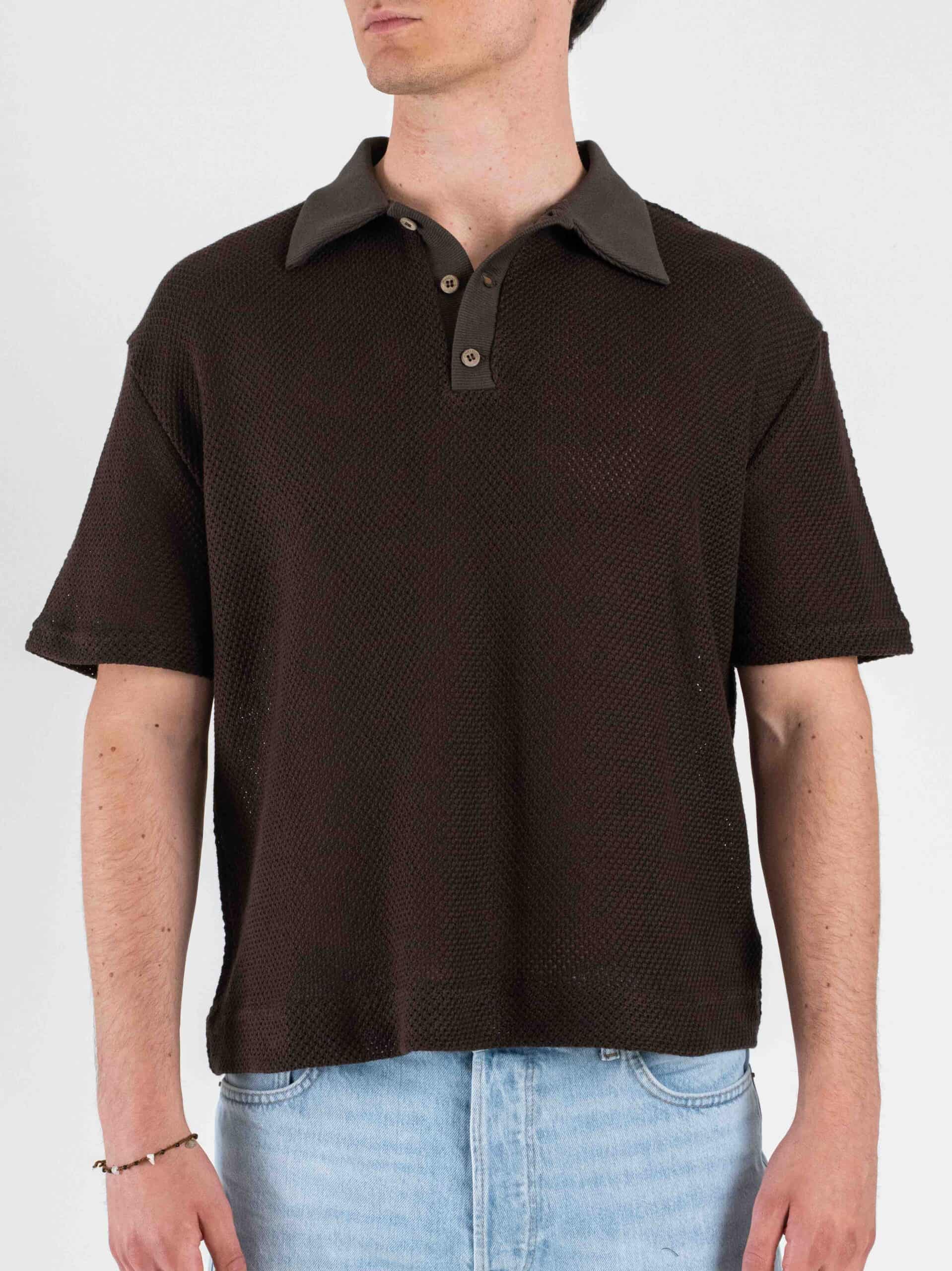 IMPERIAL Polo a mezza manica over in cotone traforato TW28LBN Caffè
